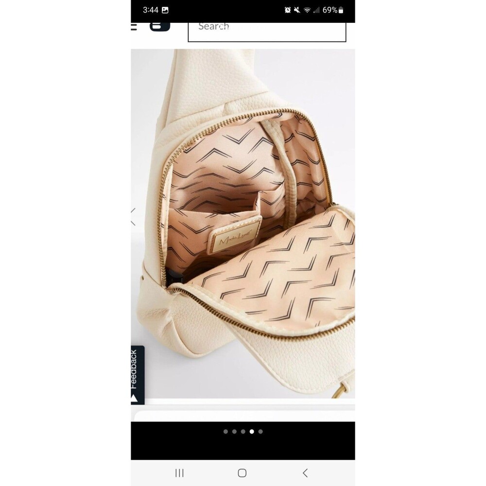 Moda Luxe Ivory Crossbody Sling with Patterned Webbing Strap - Picture 5 of 8